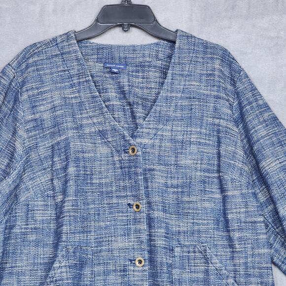 Pure J Jill Indigo Blazer Jacket Blue Cardigan XL Button Front Blue Tweed - Picture 4 of 7